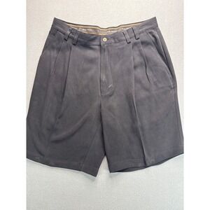 Tommy Bahama Shorts Mens 34 Black 100% Silk Pleated Relaxed Tropical Luxury